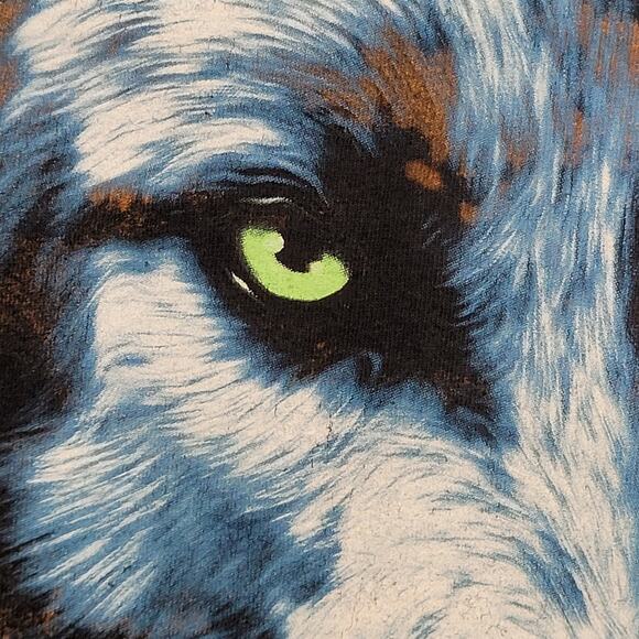 Wolf Portrait Bleached Shirt S/M 19x27 Black Edgy - Picture 10 of 12